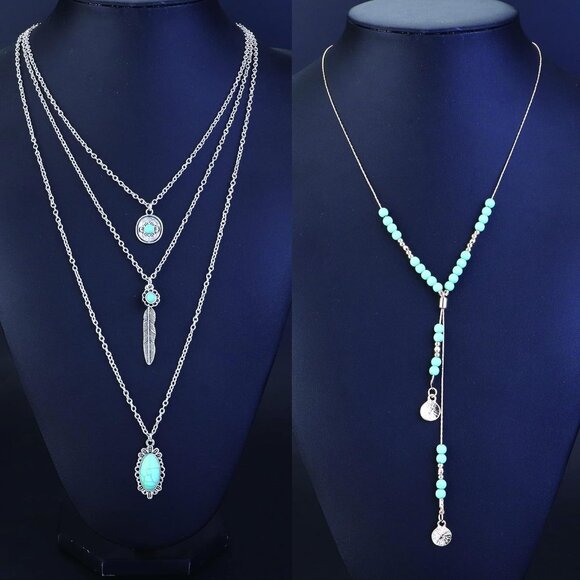 Bohemian Turquoise Jewelry for Women Men Western Turquoise Set Western Adjustabl - Picture 6 of 9